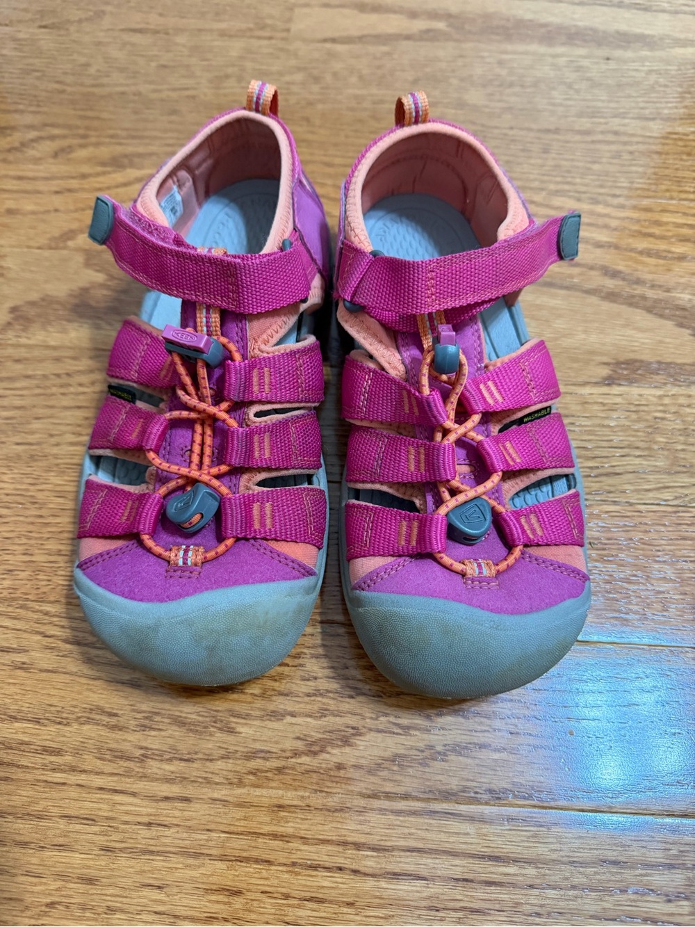 Keen Pink and Coral Kids Closed-Toe Hiking Sandals